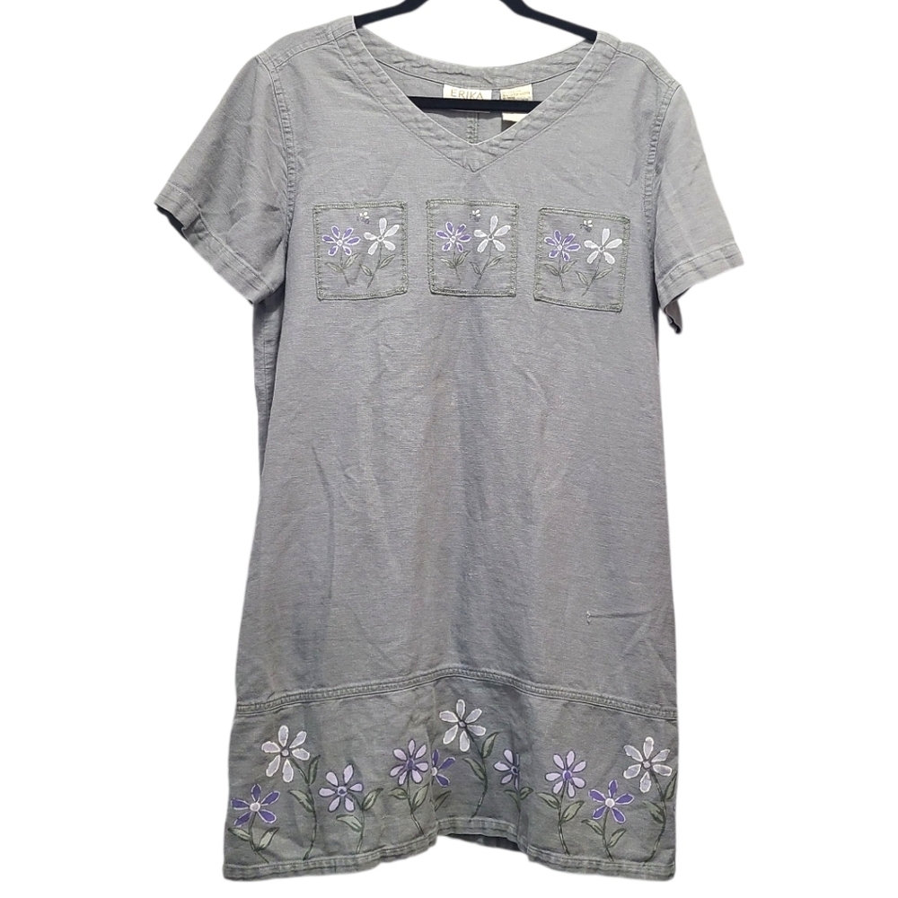 Erika Gray Linen Blend Dress‎